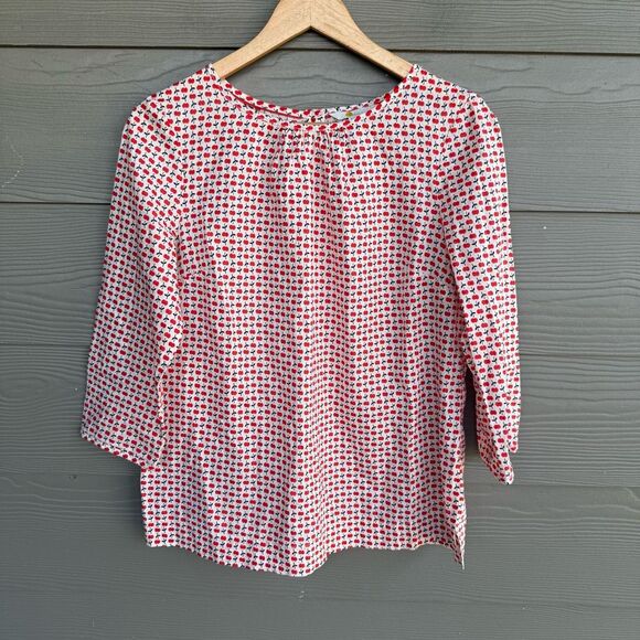 Boden cherry print 100% cotton button back blouse - Picture 1 of 4